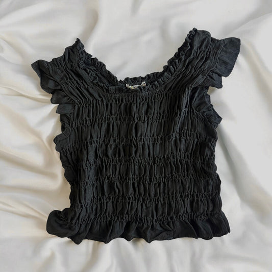 TOP FRUNCIDO CON VOLANTES