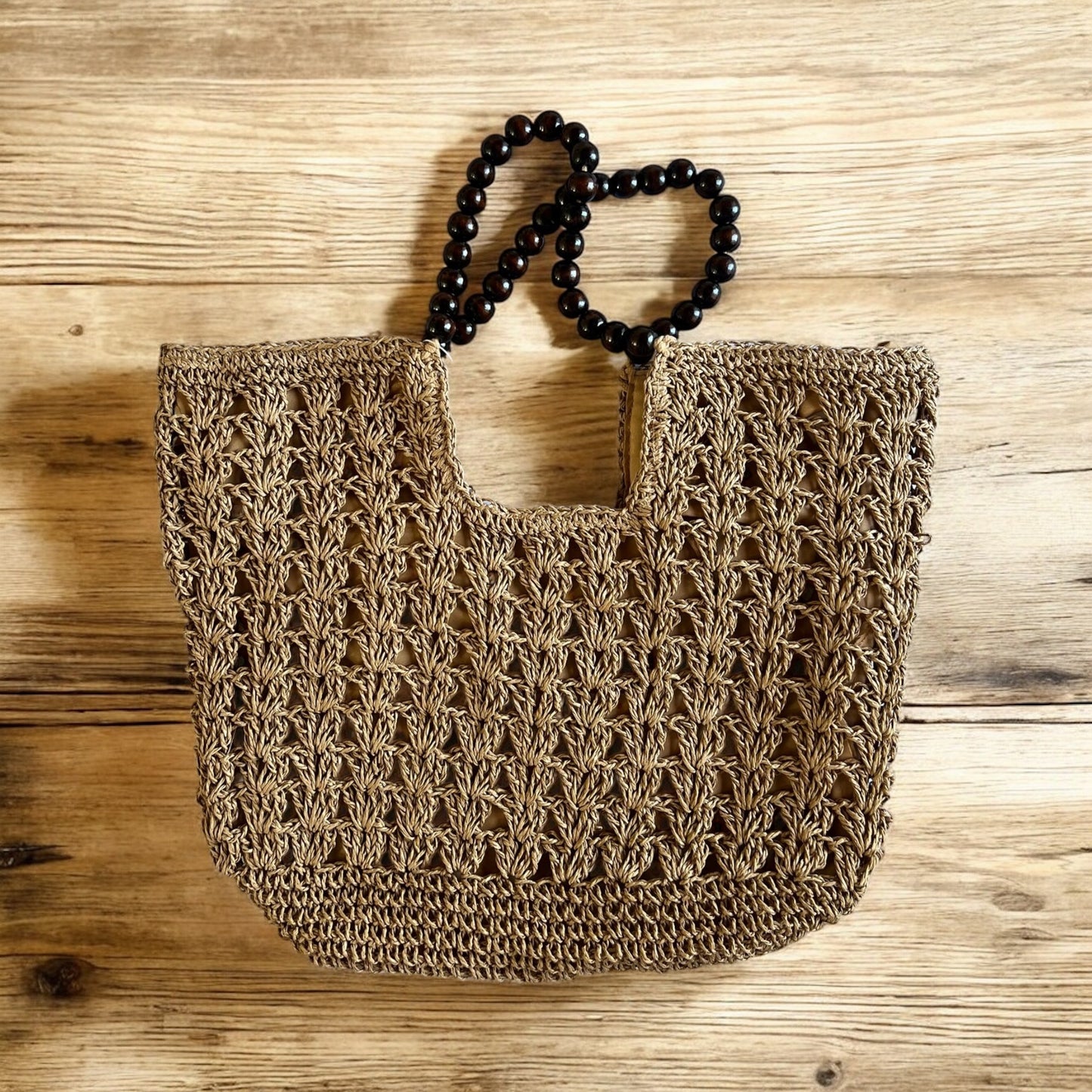 BOLSO RAFIA BOLAS MADERA