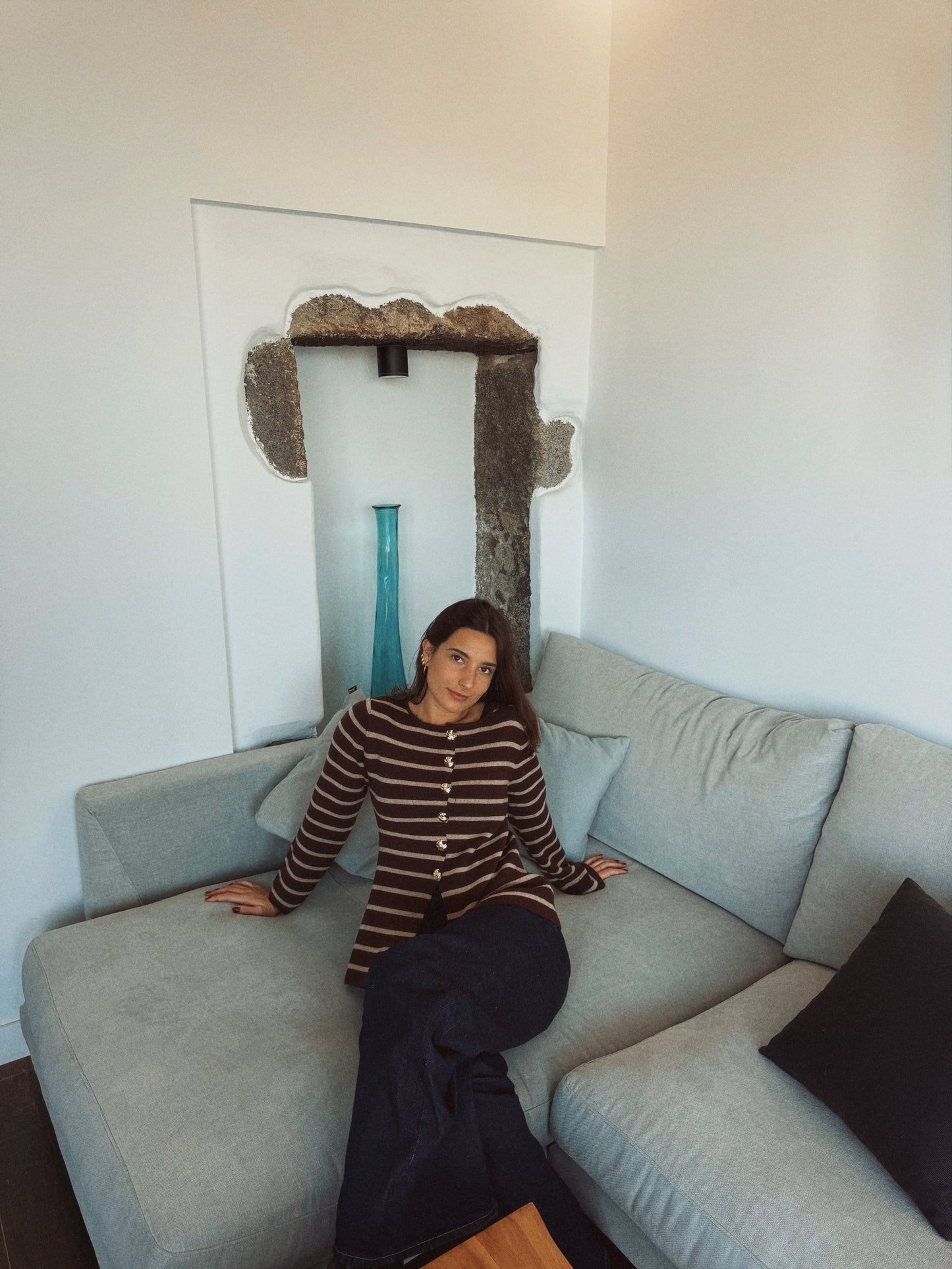 CÁRDIGAN A RAYAS BOTONES DORADO