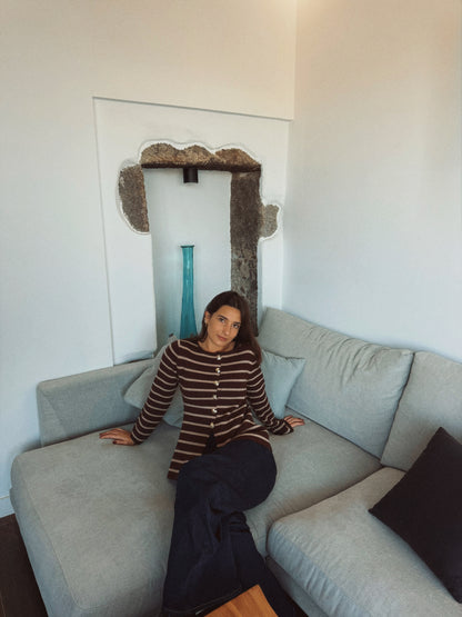 CÁRDIGAN A RAYAS BOTONES DORADO