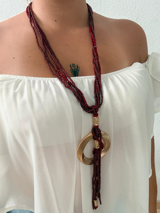 COLLAR LARGO FLECOS CUENTAS