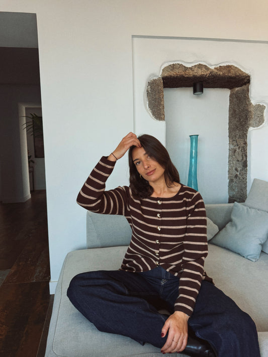 CÁRDIGAN A RAYAS BOTONES DORADO