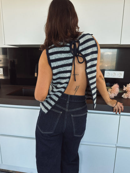 CHALECO RAYAS MARINO