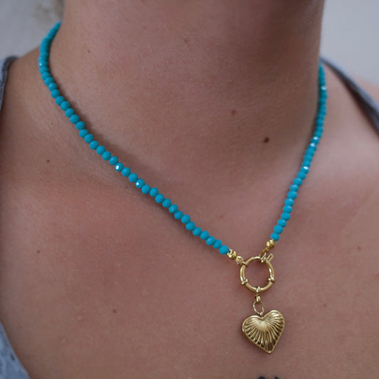 COLLAR BOLITAS CORAZON DORADO