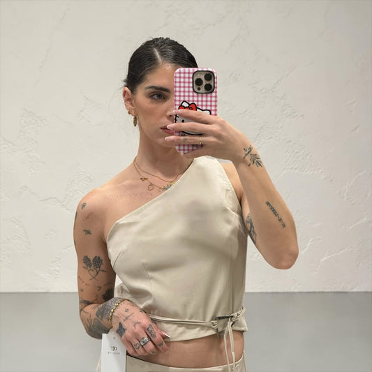 CROP TOP BEIGE DETALLE CINTURA