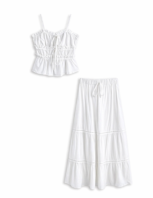 CONJUNTO TOP Y FALDA BORDADO