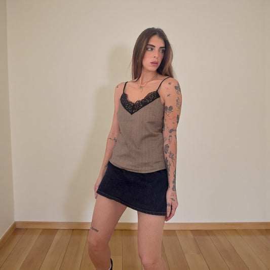 TOP LENCERO VICHY ENCAJE