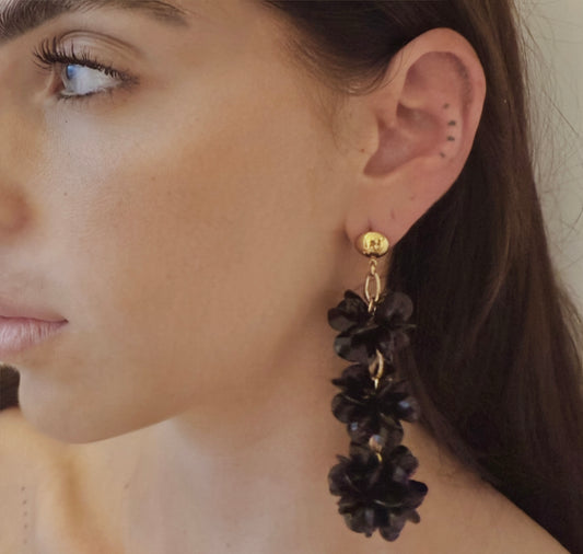 PENDIENTES FLORES NEGRAS