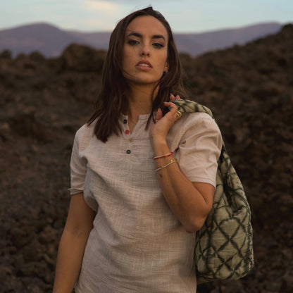 Beige Buttoned T-shirt