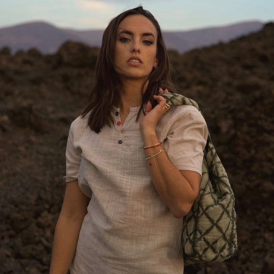 Beige Buttoned T-shirt