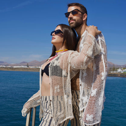 Crochet long-sleeved shirt