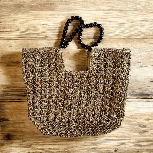 BOLSO RAFIA BOLAS MADERA