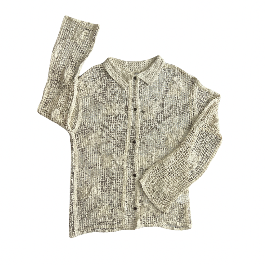 Crochet long-sleeved shirt
